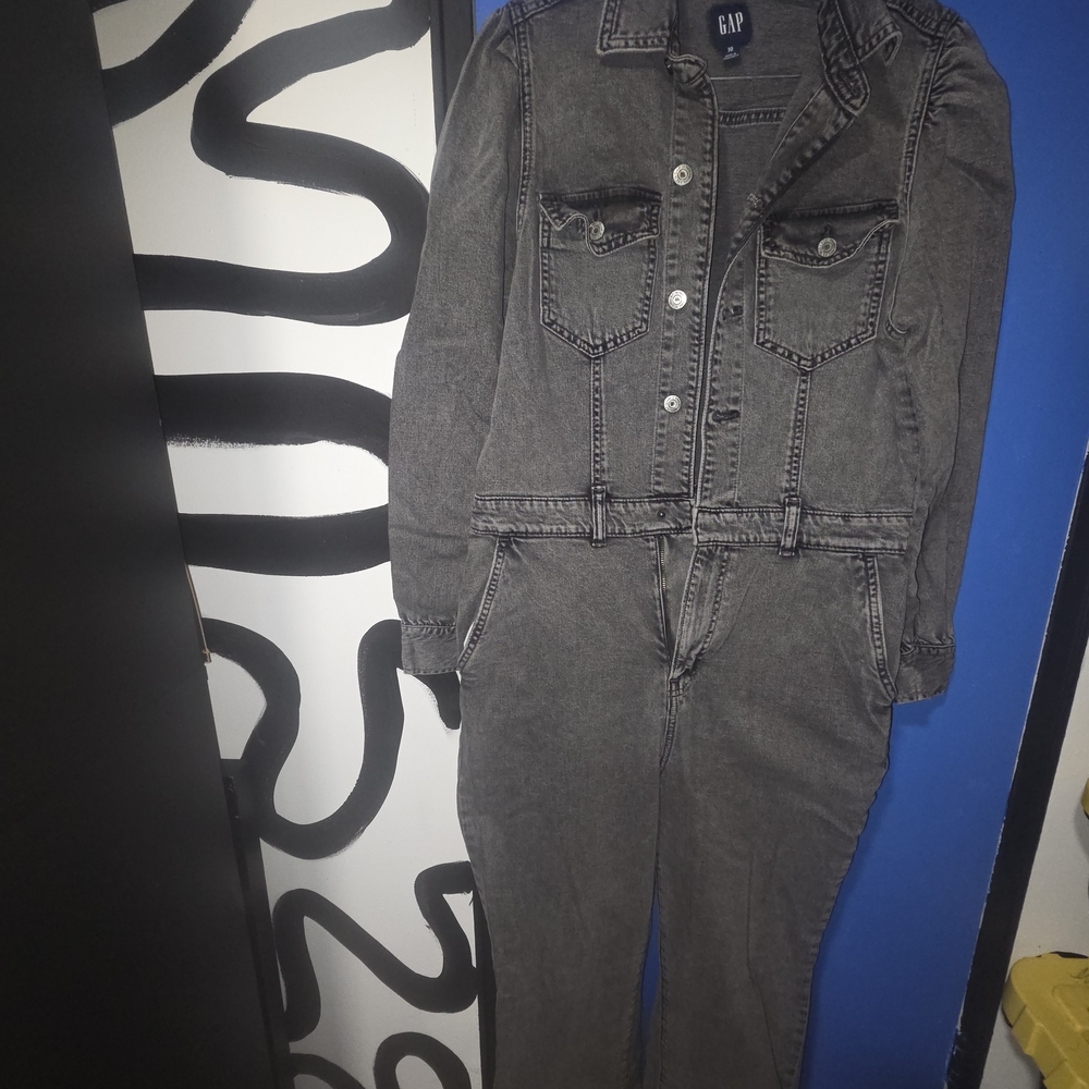 GAP Charcoal Denim Jumpsuit
